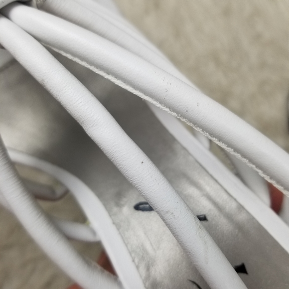 FREE PEOPLE Strappy Cage Style Chunky Heel Sandals White Leather 39** - Picture 10 of 15